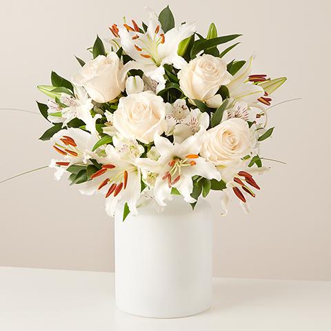 Pure White: Lilies and Roses Pure White: Lilies and Roses