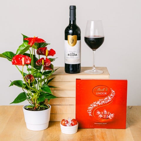 Red Hearts: Anthurium and Red Wine Red Hearts: Anthurium and Red Wine