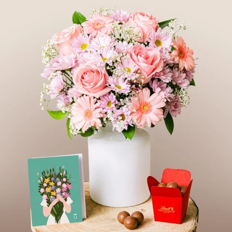 Dressed in Pink: Roses and Gerberas Dressed in Pink: Roses and Gerberas